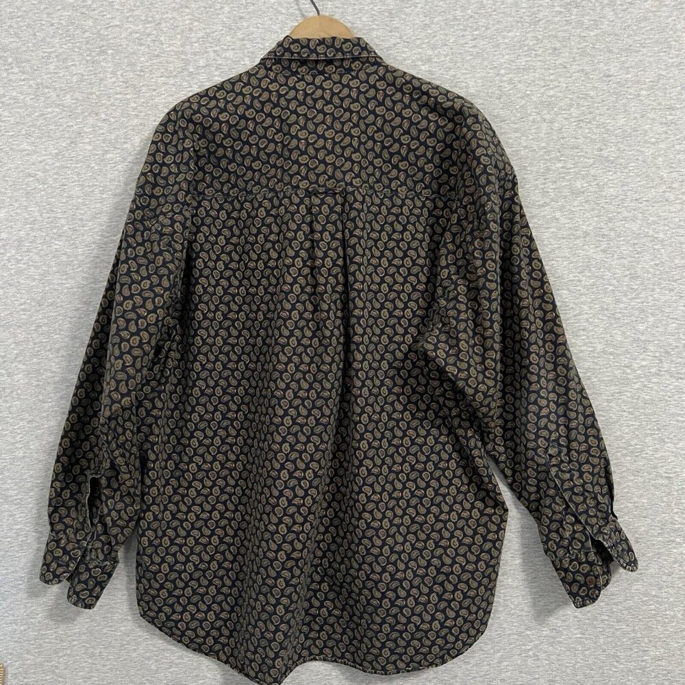 Vintage 90s Chaps Ralph Lauren Shirt Mens Extra Large Blue Paisley Spellout Logo - Picture 4 of 16